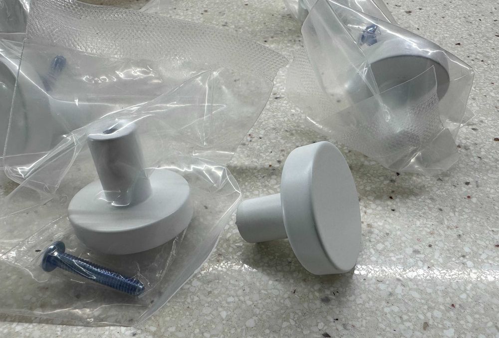 Conjunto de puxadores redondos branco mate – 10 unidades