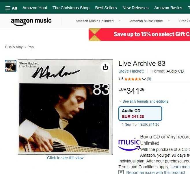 Steve Hackett - Live Archive 83 (autografado)