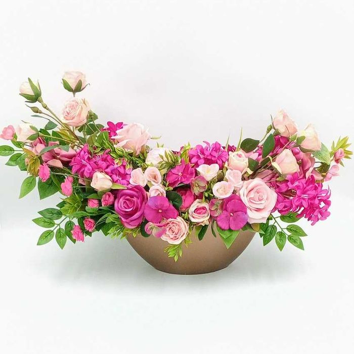 Stroik na cmentarz kwiaty sztuczne wiązanka kompozycja na grób wiosna