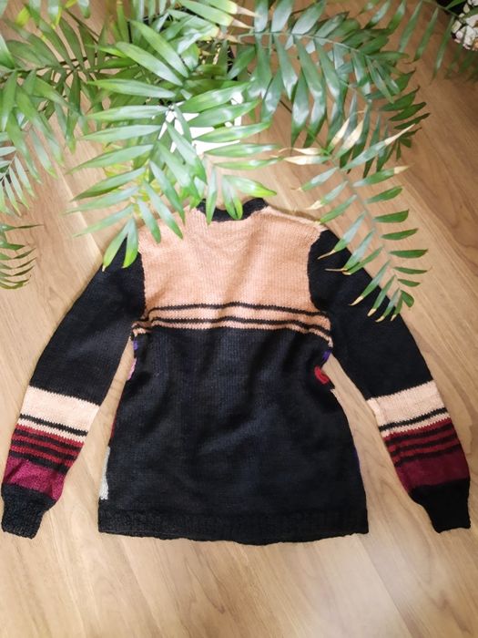 Sweterek kardigan handmade wełna one size vintage