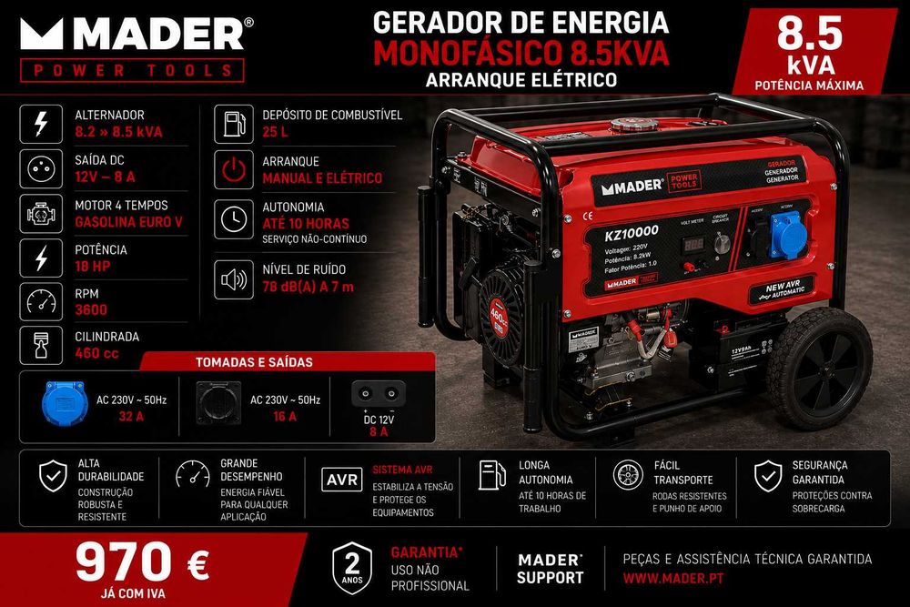 MONOFÁSICO 8.5KVA ARRANQUE ELÉTRICO MADER LL29