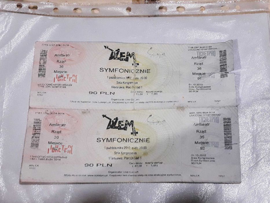 2 Bilety Dżem Symfonicznie Archiwalne