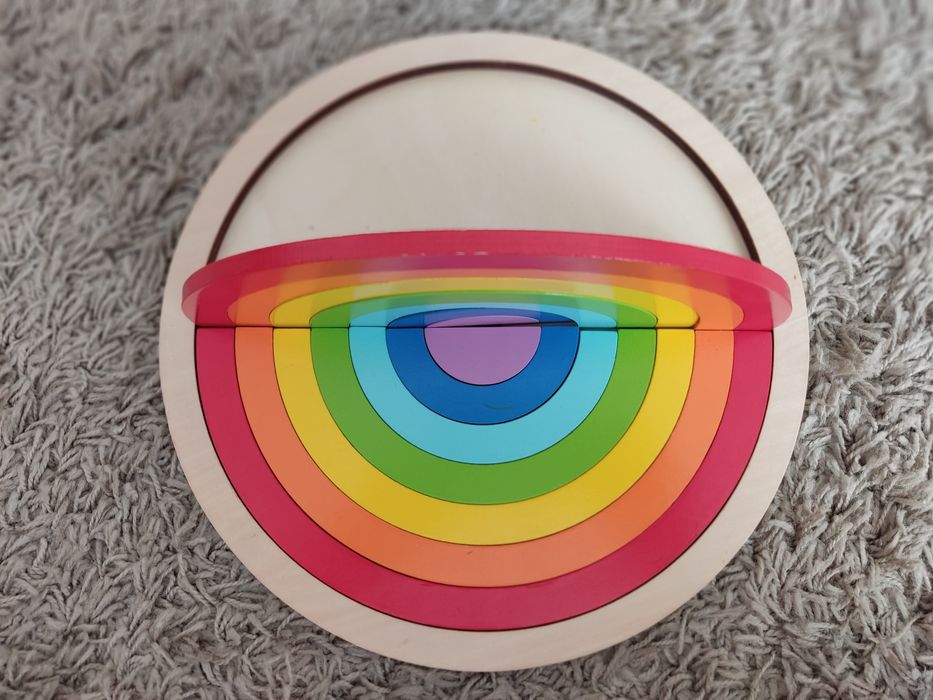 Arco-íris em Madeira - Brinquedo Montessori (15 peças)