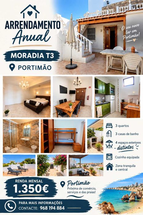 Moradia T3 - Arrendamento Anual - Portimão