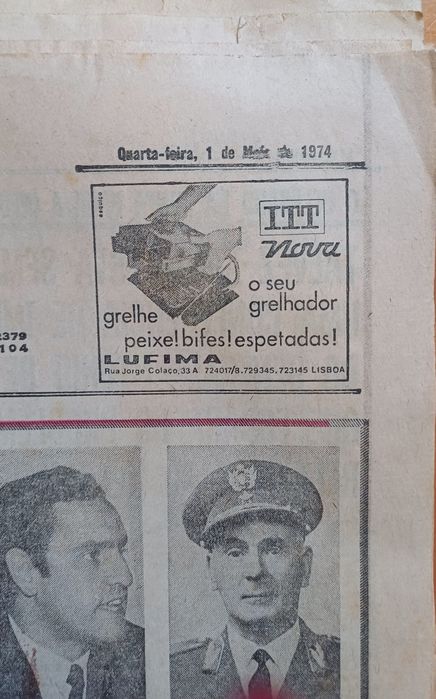 Maio 1 de 1974. Jornal Diário de Notícias Raro Histórico
