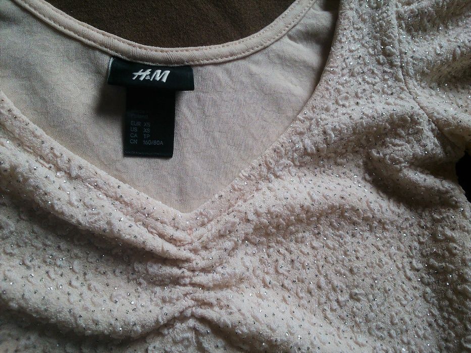 Sukienka H&M beżowa nude Brokat 34 xs