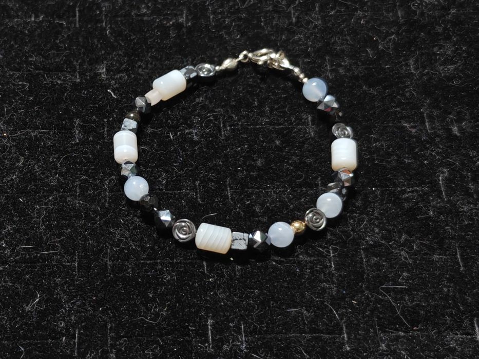 Bransoletka ze srebra próby 925 z kamieniami naturalnymi