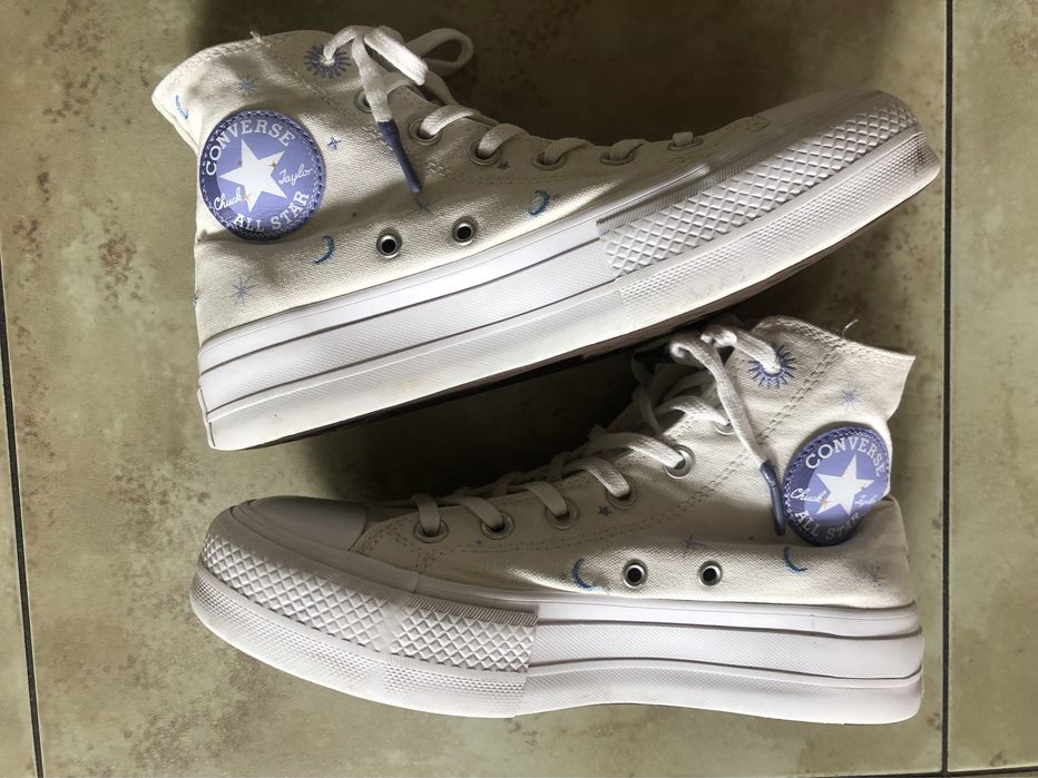 Converse All Star Chuck Taylor Lift Hi na platformie wysokie kremowe damskie 38 haft