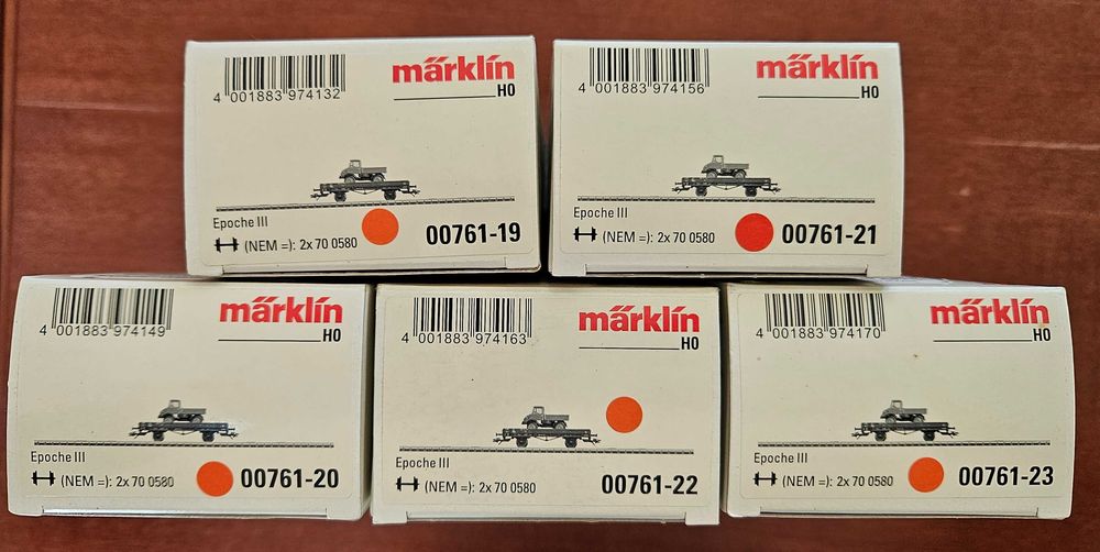 Modelismo comboios colecção - MARKLIN 00761 H0 - Vagão UNIMOG (5 sets)