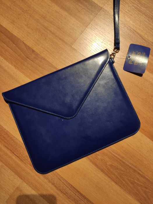 Skórzany pokrowiec na iPad, tablet kobaltowy niebieski