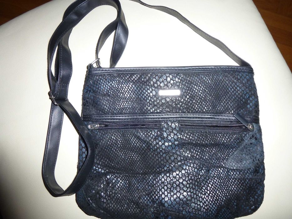 Torebka skóra naturalna czarna  STEFANO 26x21 nowa