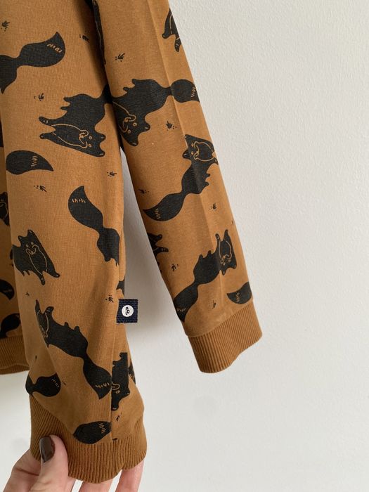 Bluza Pompdelux 98 beżowa musztardowa  w lisy czarne