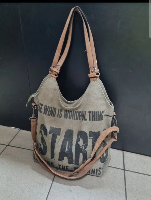 Oliwkowa torebka damska shopper
