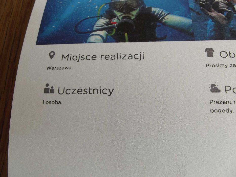 Voucher na nurkowanie Warszawa