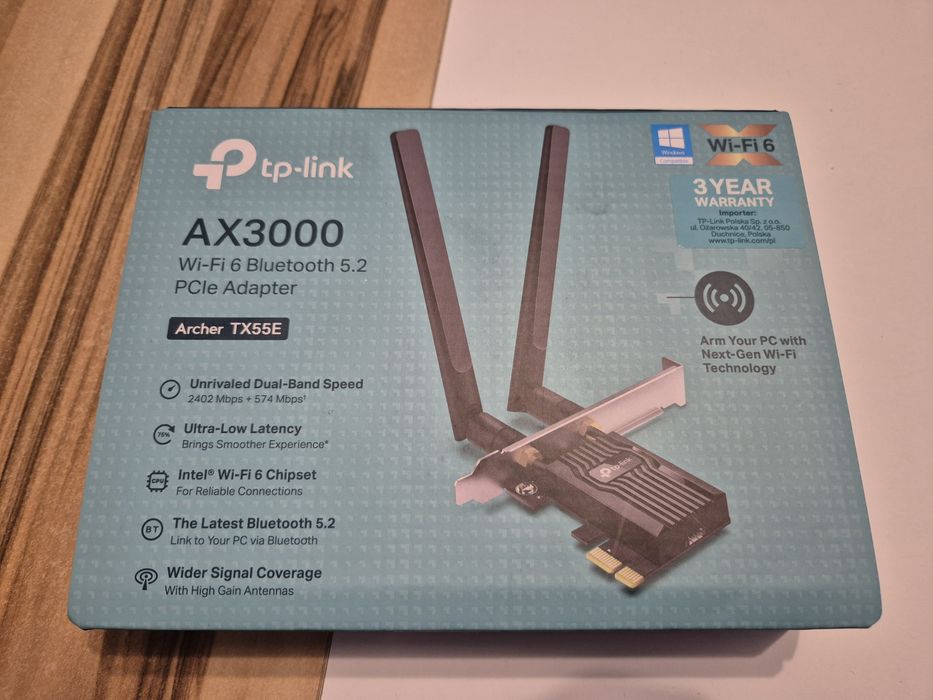 Karta sieciowa TP-LINK TX55E - Wifi6,Bluetooth 5.2 (gwarancja do 2028)