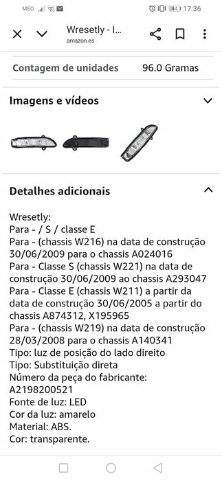 Intermitente de retrospetor da porta direita Mercedes