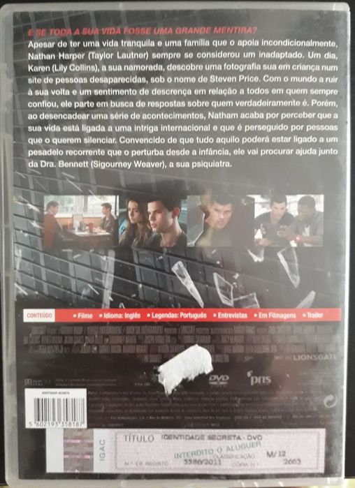 DVD Identidade Secreta (Taylor Lautner)
