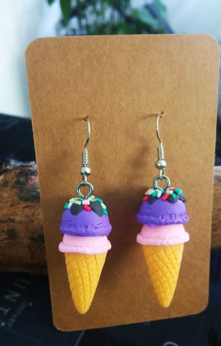 Kolczyki letnie lody rożek silikonowe