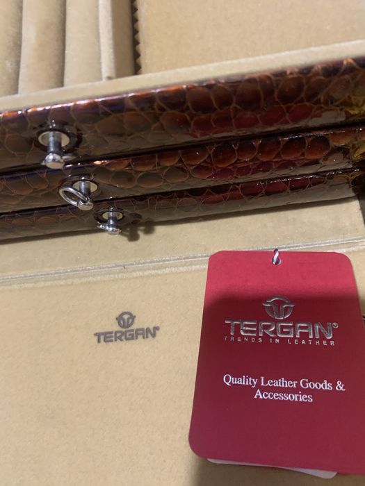 Винтажная шкатулка - саквояж для украшений бренд TERGANкожаная подарок
