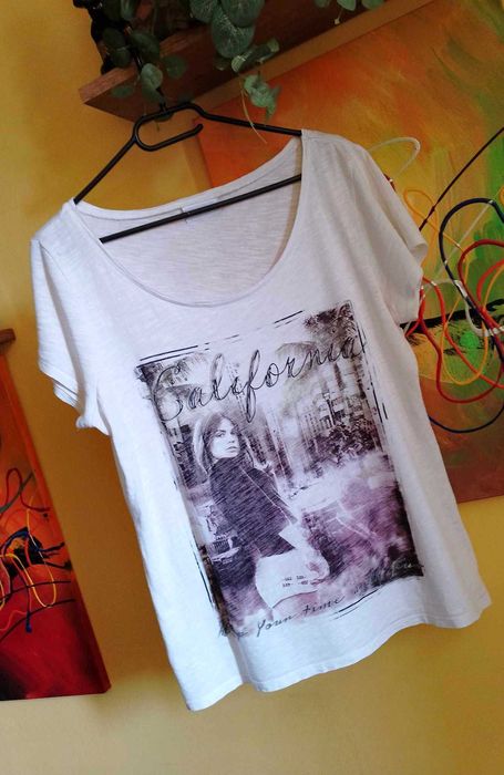 koszulka biała bawełna  YESSICA 42 XL/aplikacja przód