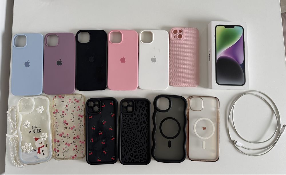 iPhone 14 Plus 128 GB Midnight + Bogaty zestaw 12 etui | Stan bdb, Bateria 87%