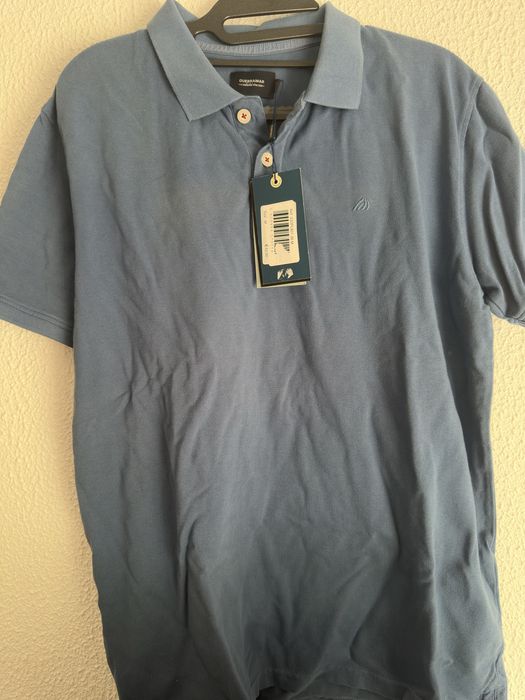 Lote 3 Polos Quebramar (Azul Mesclado, Cinzento e Azul) - Tam. M - Novos com Etiqueta