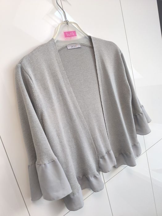 Marks & Spencer kardigan z falbankami szary L 40 – wiskoza