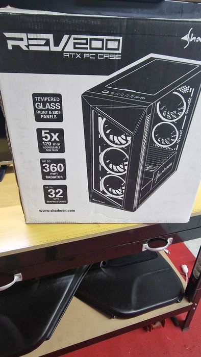 Sharkoon REV200 Vidro Temperado USB 3.1 Preta + Fonte de alimenta