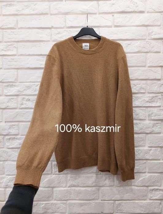 Sweter 100% kaszmir u-neck czekoladowy brąz chocolate brown