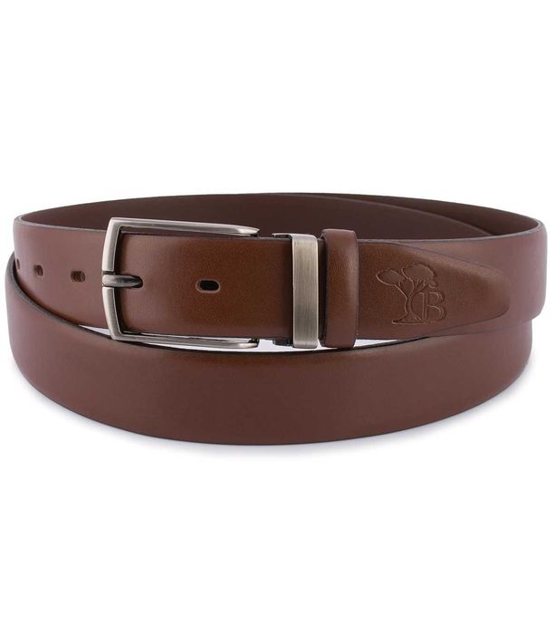 Pasek męski 3,5 cm casualowy brązowy skóra lico Beltimore brązowy E37