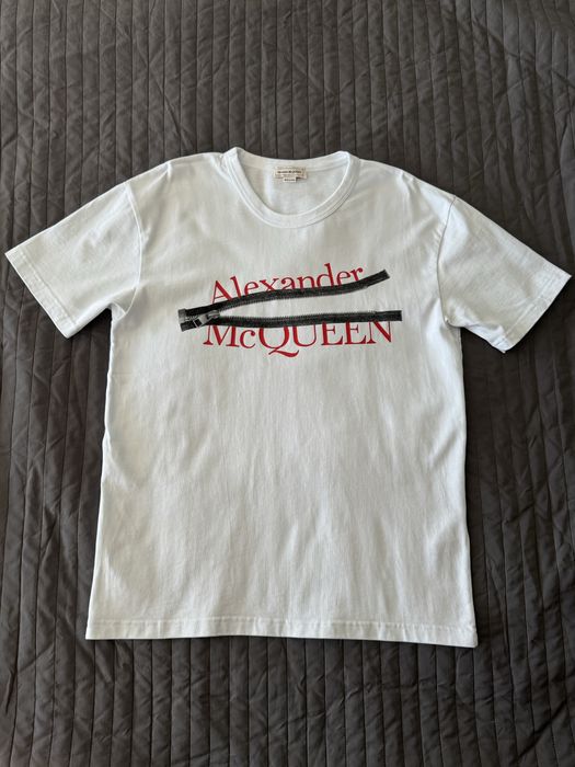 Koszulka z nadrukiem suwaka alexander mcqueen unisex