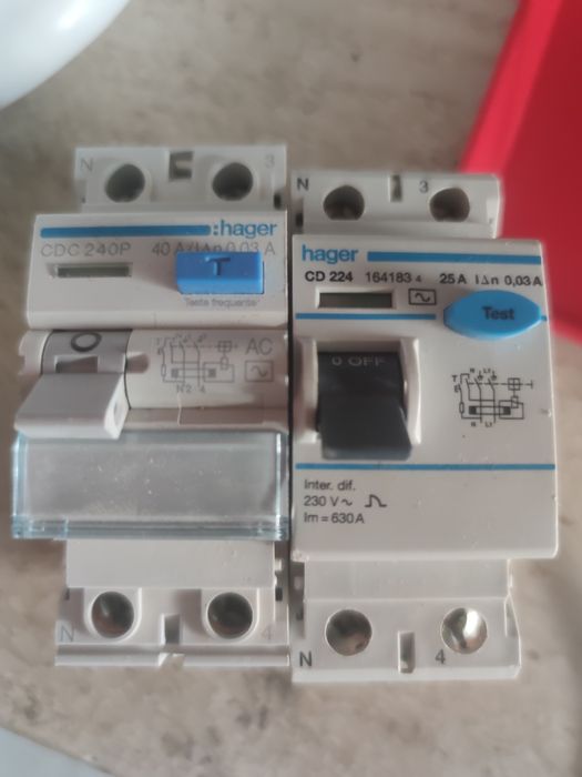 Interruptores diferenciais 25A e 40A
