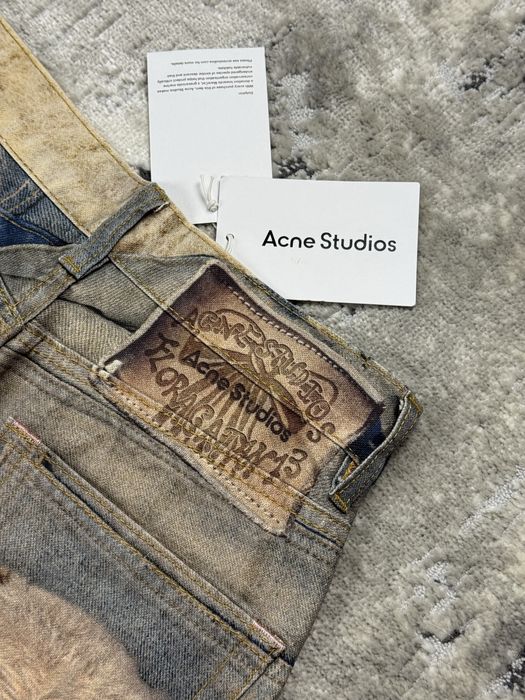 Джинсы acne studios акне студио loose fit jeans 1981 широкие джинсы print archive baggy архив