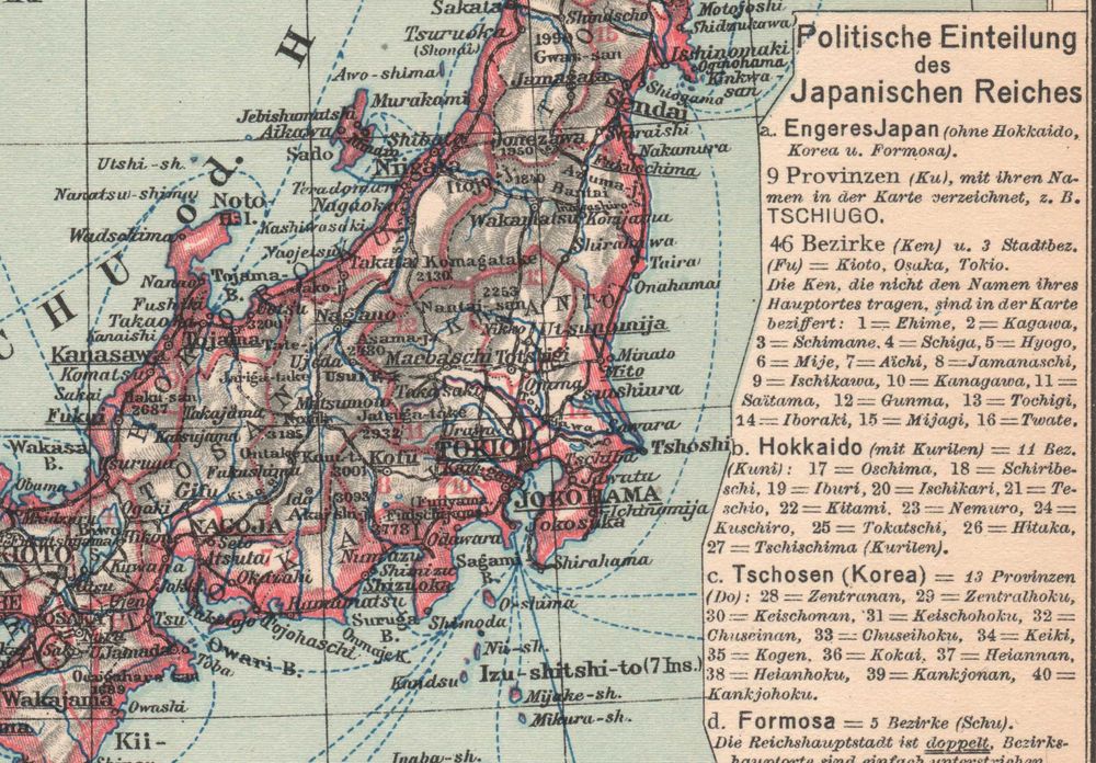 Japonia Korea Tajwan. Stara mapa 1929 r. oryginał