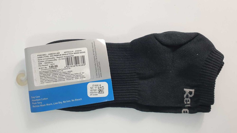 Reebok Skarpetki INSIDE SOCKS czarny rozmiar 35-38