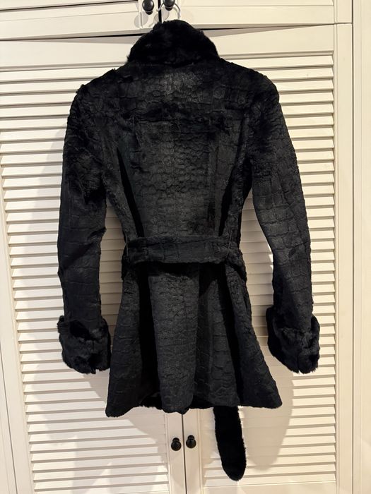 Elegancki płaszcz | Naturalne futro – królik rex | Ochnik | XS