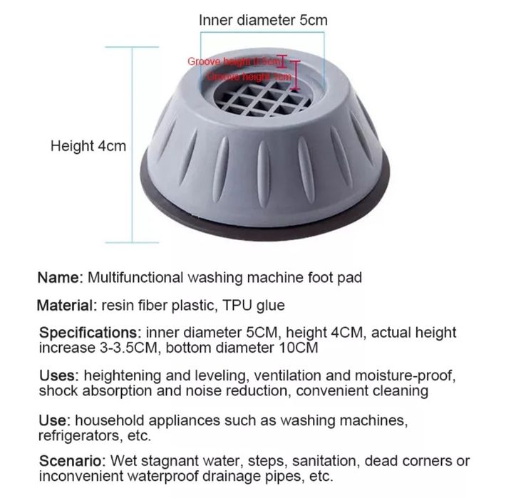 Apoios anti vibração para máquina lavar