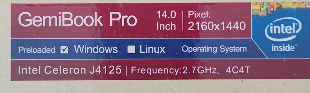Laptop CHUWI GemiBook Pro 14 / NOWY / Windows / 12 GB RAM / SSD 256 GB