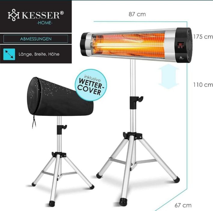 Grzejnik tarasowy/Promiennik podczerwieni 2500 W +pilot, na statywie