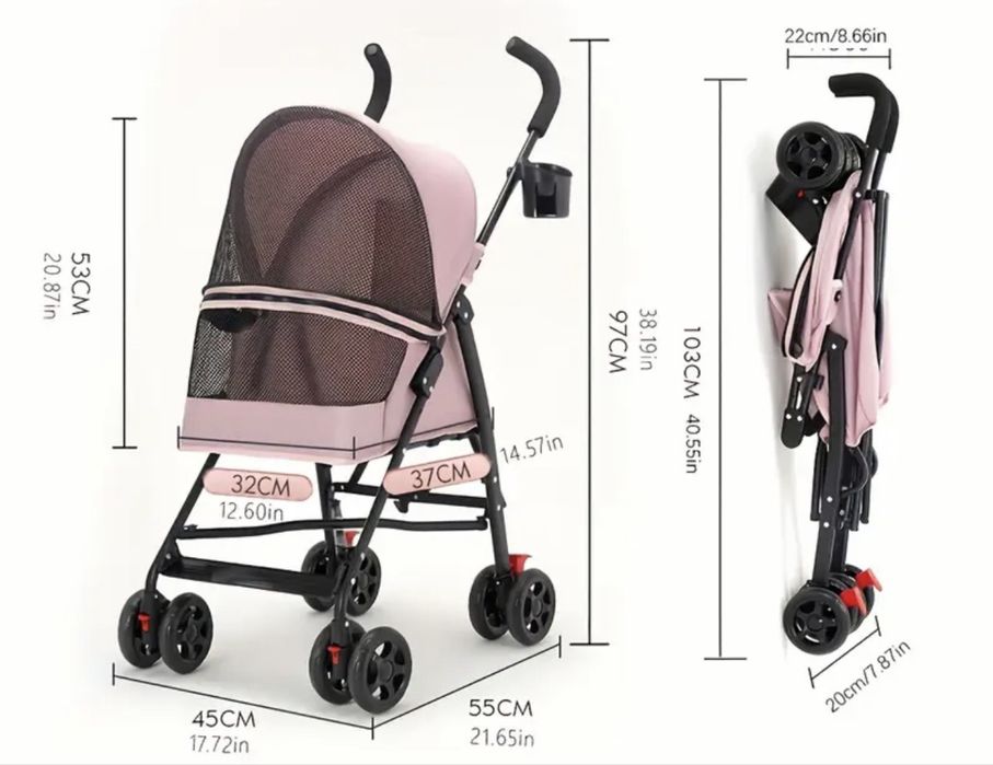 Wózek dla psa lub kota do 20 kg GRANAT