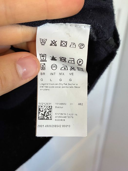wełniany sweter boss granatowy hugo boss