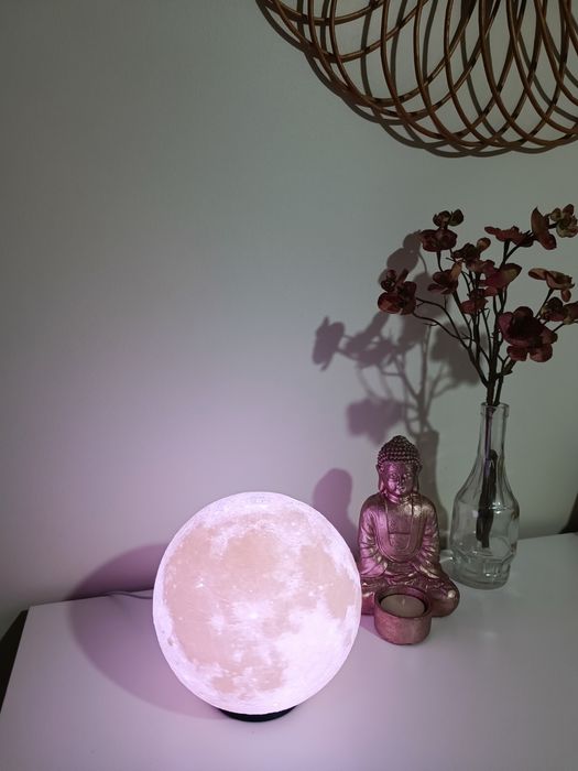 Candeeiro Lua 3D RGB com comando – Luz LED multicor