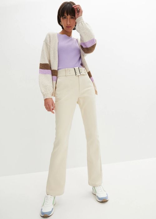 B.P.C spodnie beżowe z paskiem ze stretchem ^50