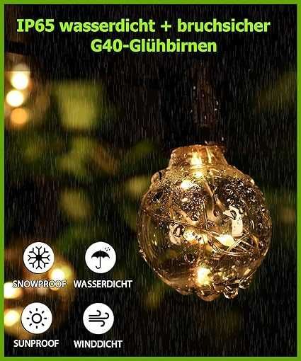 Girlanda solarna LED 9M 30 żarówek kolorowa 16 kolorów + pilot IP65