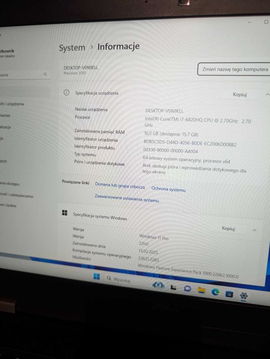 Laptop Dell i7 16GB 512GB