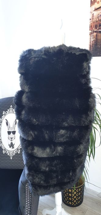 Kamizelka bezrękawnik rozmiar L/ xl 40 42 czarna futro