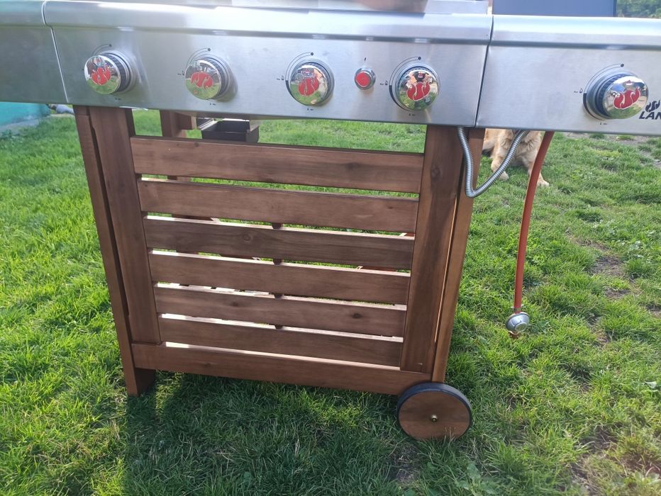 Nowy GRILL Gazowy 15kw LANDMANN TRITON-(12202] + duży pokrowiec drewno