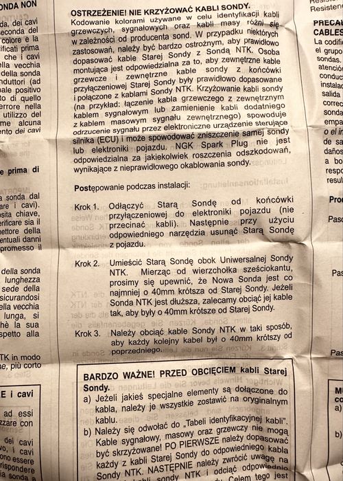 Nowa uniwersalna Sonda Lambda NTK (NGK) V-1918 – Made in Japan