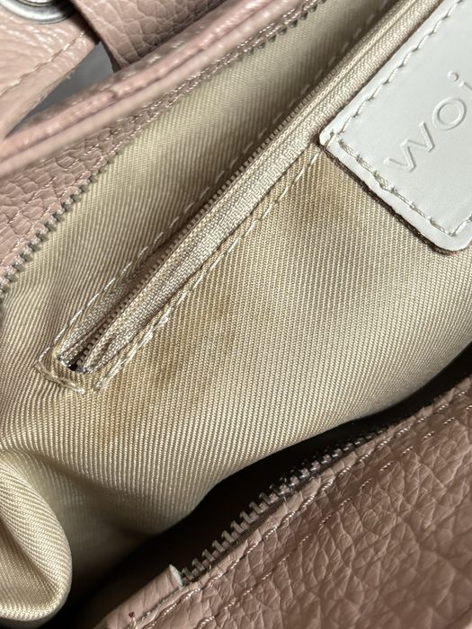 Torebka kuferek skóra licowa beż jasny róż Wojas mała stan bdb