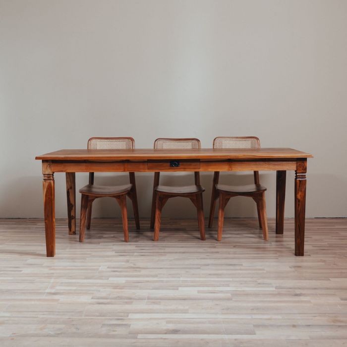 Stół lite drewno egzotyczne tek odnowiony Kolonialny rustykalny boho